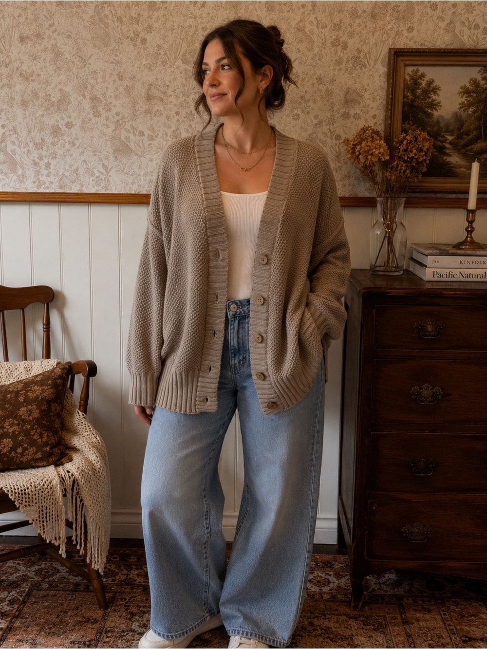Free People FP Beach Oversized Cotton Knit Cardigan – Large